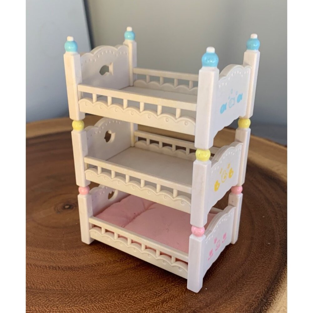 Sylvanian Families Calico Critters Triple Bunk Beds with Bedding 1980